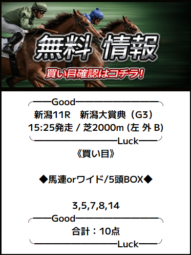 バツグン　無料予想　5月17日新潟11R
